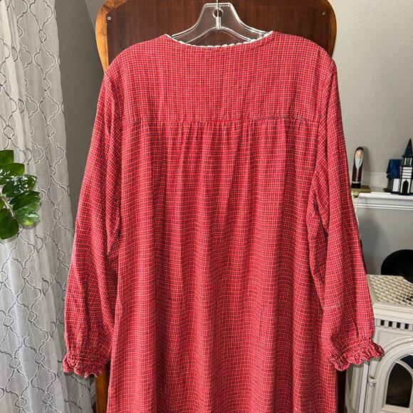 Fundamentals Nightgown Womens 2X Red Plaid Vintage Heavy Grandma Cottagecore - Picture 5 of 9